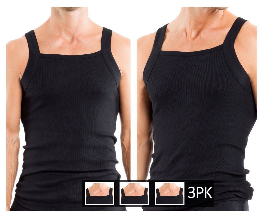 Papi 559102-001 Lot de 3 débardeurs col carré Couleur noir
