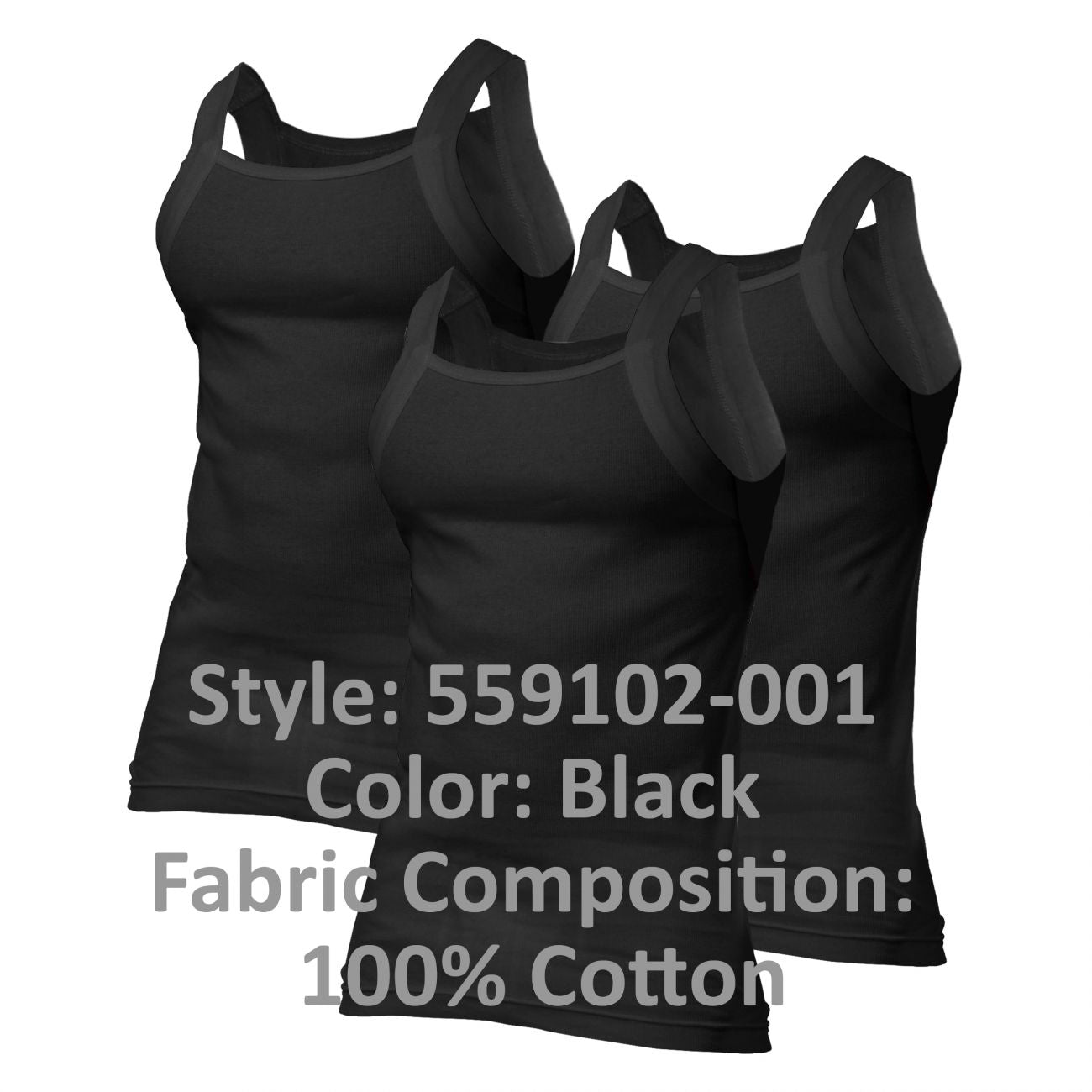 Papi 559102-001 Lot de 3 débardeurs col carré Couleur noir