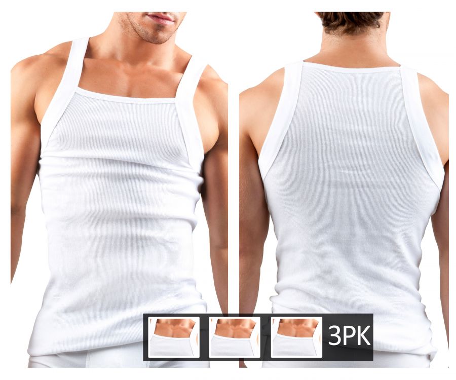 Papi 559102-100 3er-Pack Square Neck Tanktop Farbe Weiß