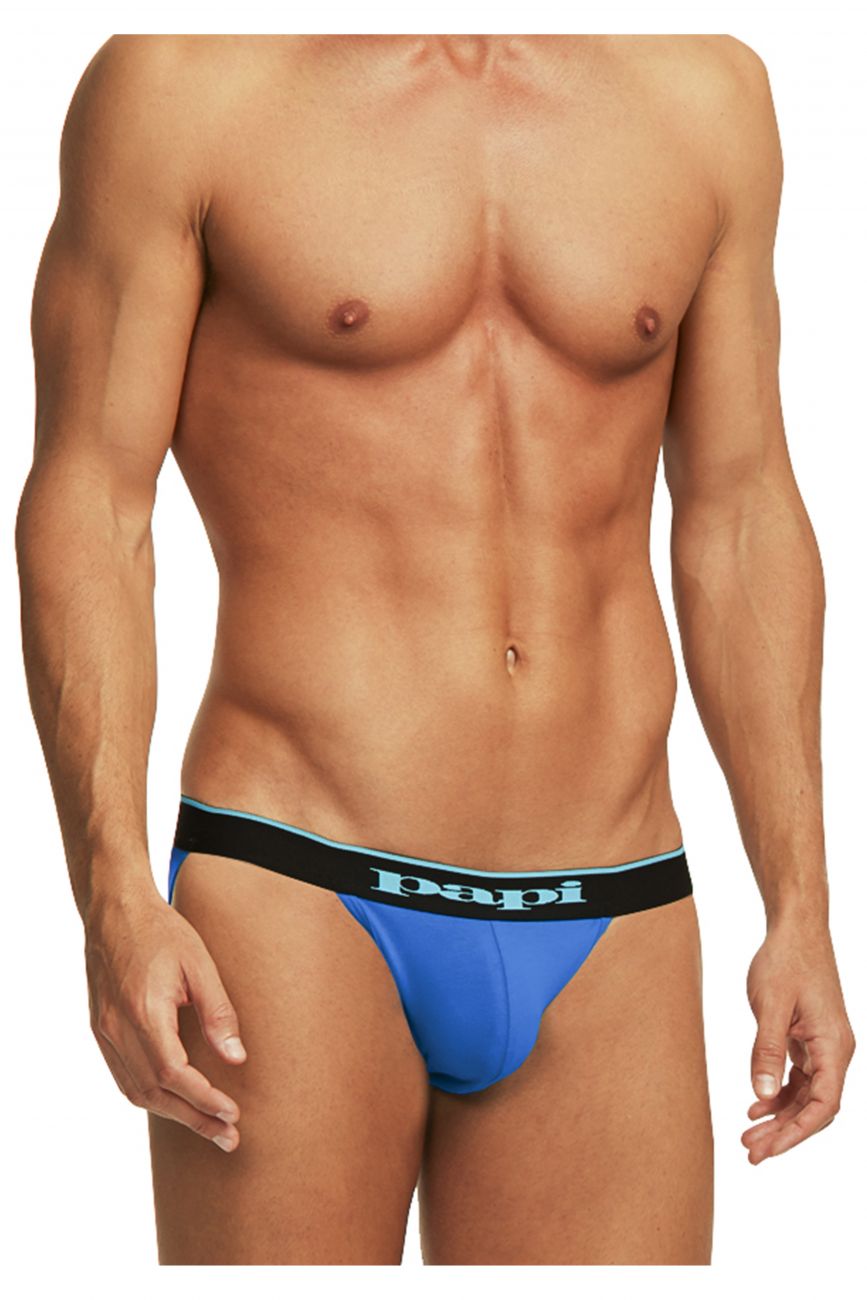 Papi 980911-941 Jockstrap en Coton Extensible Lot de 3 Couleurs Noir-Cobalt-Bleu