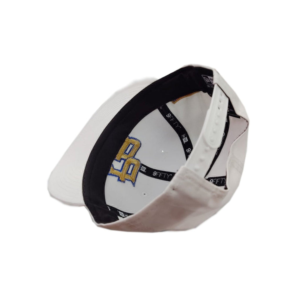 Casquettes Portoricaines Snapback Blanches/Or Métallique