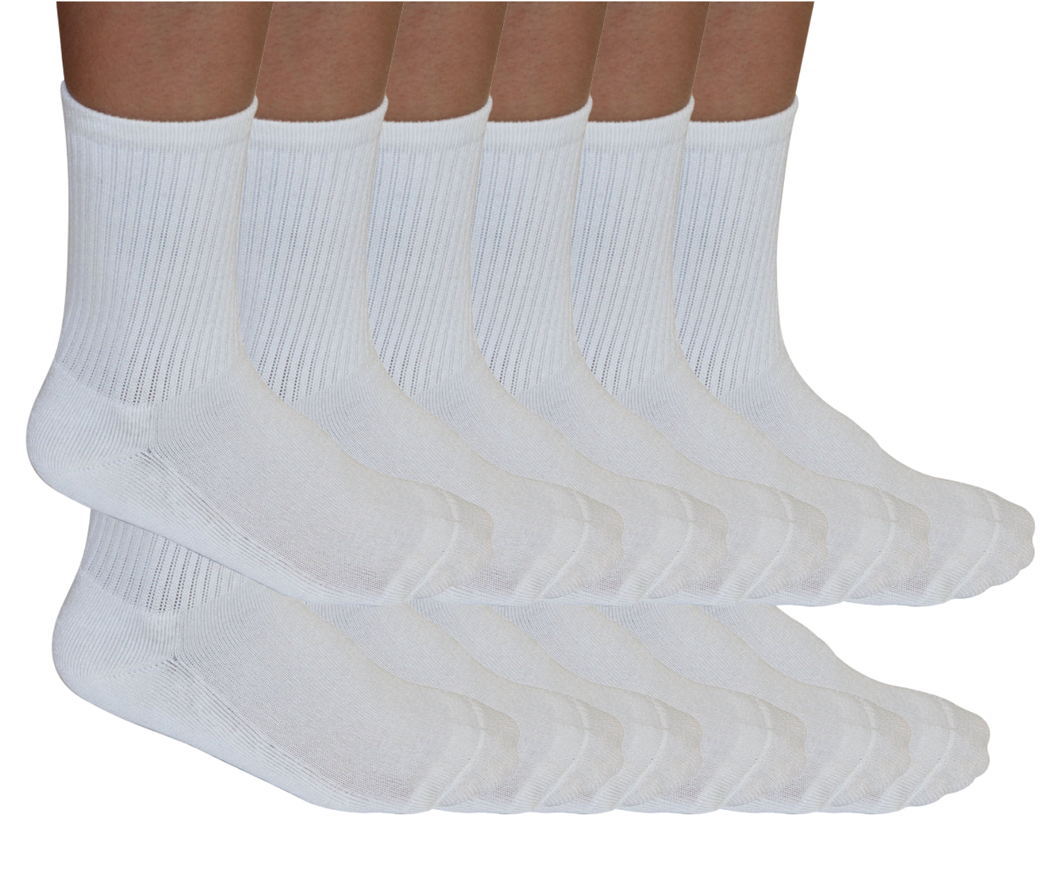 3/4 Crew Athletic Bamboo Viscose Socks Unisex White Color - 12-pack - The7Letter