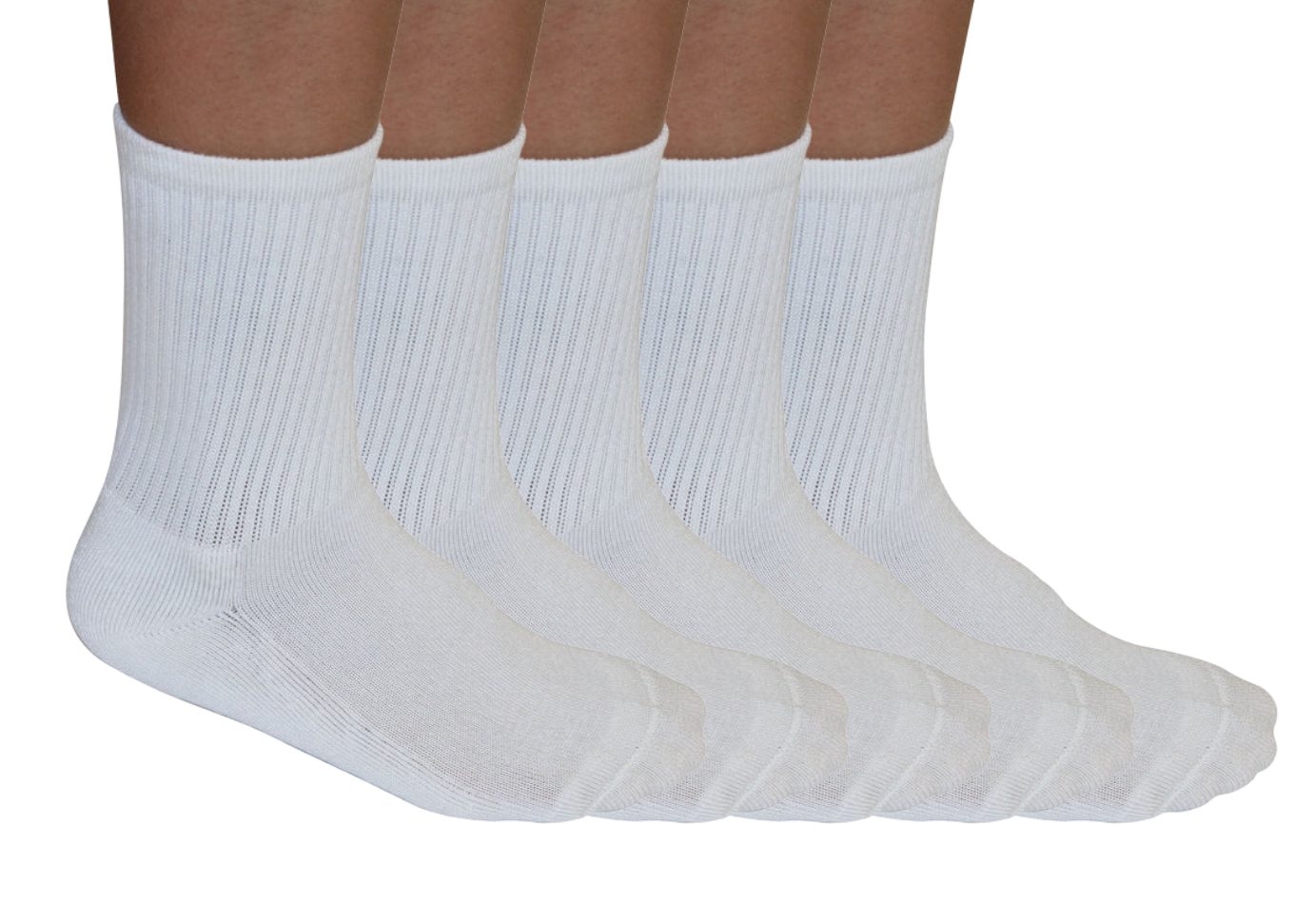 3/4 Crew Athletic Bamboo Viscose Socks Unisex White Color - 5-pack - The7Letter