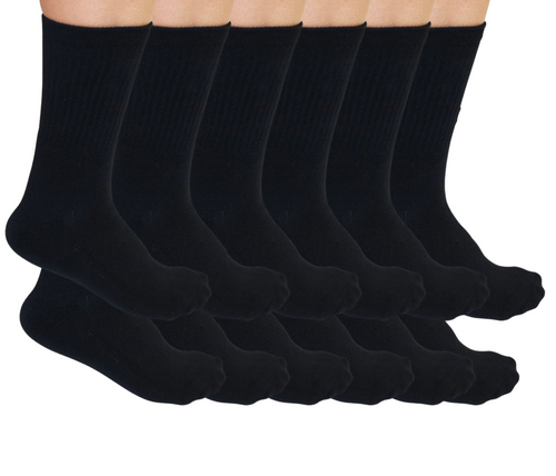 3/4 Crew Black Bamboo Viscose Socks Unisex - 12-pack - The7Letter