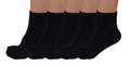 1/4 Crew Bamboo Viscose Socks Unisex Black Color - 5-pack - The7Letter
