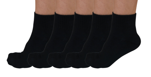1/4 Crew Bamboo Viscose Socks Unisex Black Color - 5-pack - The7Letter