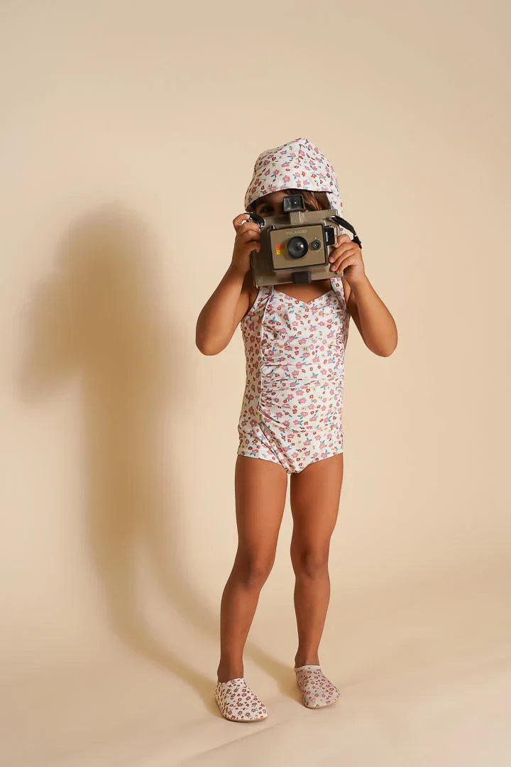 Vintage Girls 1 Piece Swimsuit | UPF + Recycled - Sunset Meadow - The7Letter