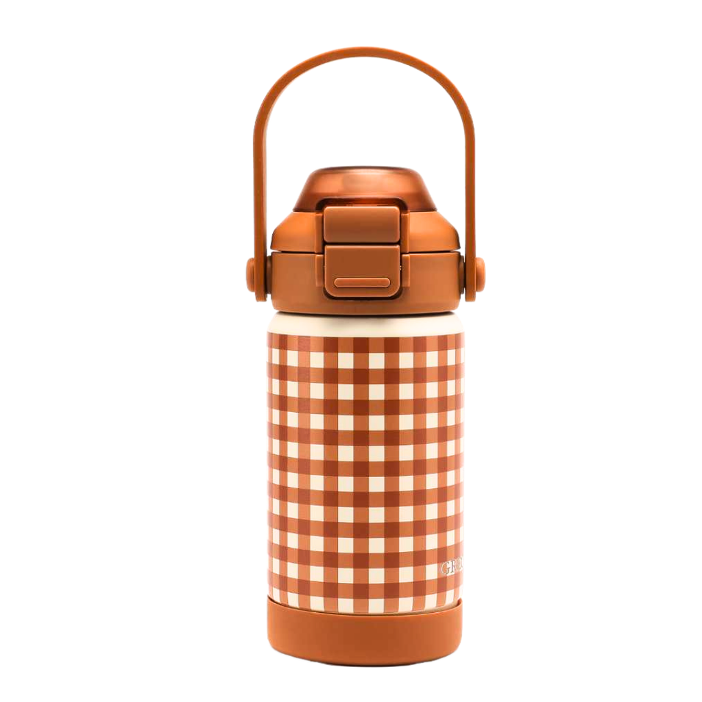 Sip + Chug 2 in 1 Thermo Water Bottle 12 oz. | Sienna Gingham - The7Letter