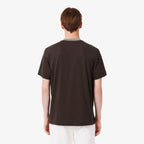 Lacoste Made in France T-Shirt mit gestreiftem Kragen - Schwarz