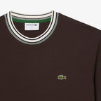 Lacoste Made in France T-Shirt mit gestreiftem Kragen - Schwarz