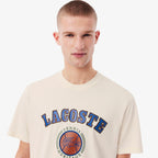 T-shirt en coton imprimé Lacoste - Crème