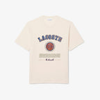 T-shirt en coton imprimé Lacoste - Crème