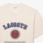 T-shirt en coton imprimé Lacoste - Crème