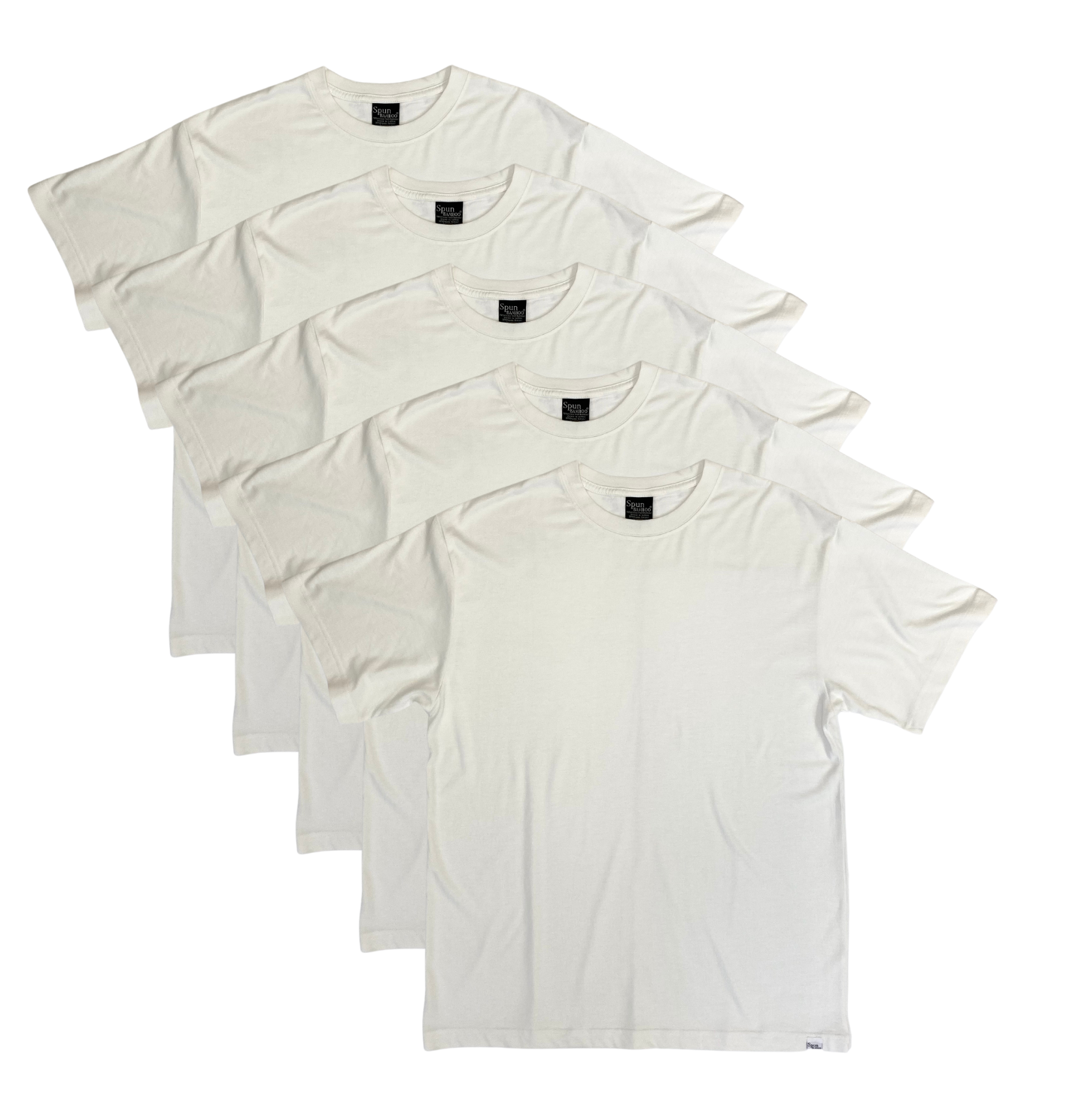 Men's Bamboo Viscose/Organic Cotton Short Sleeve T-Shirt Off White Color - 5-Pack - The7Letter