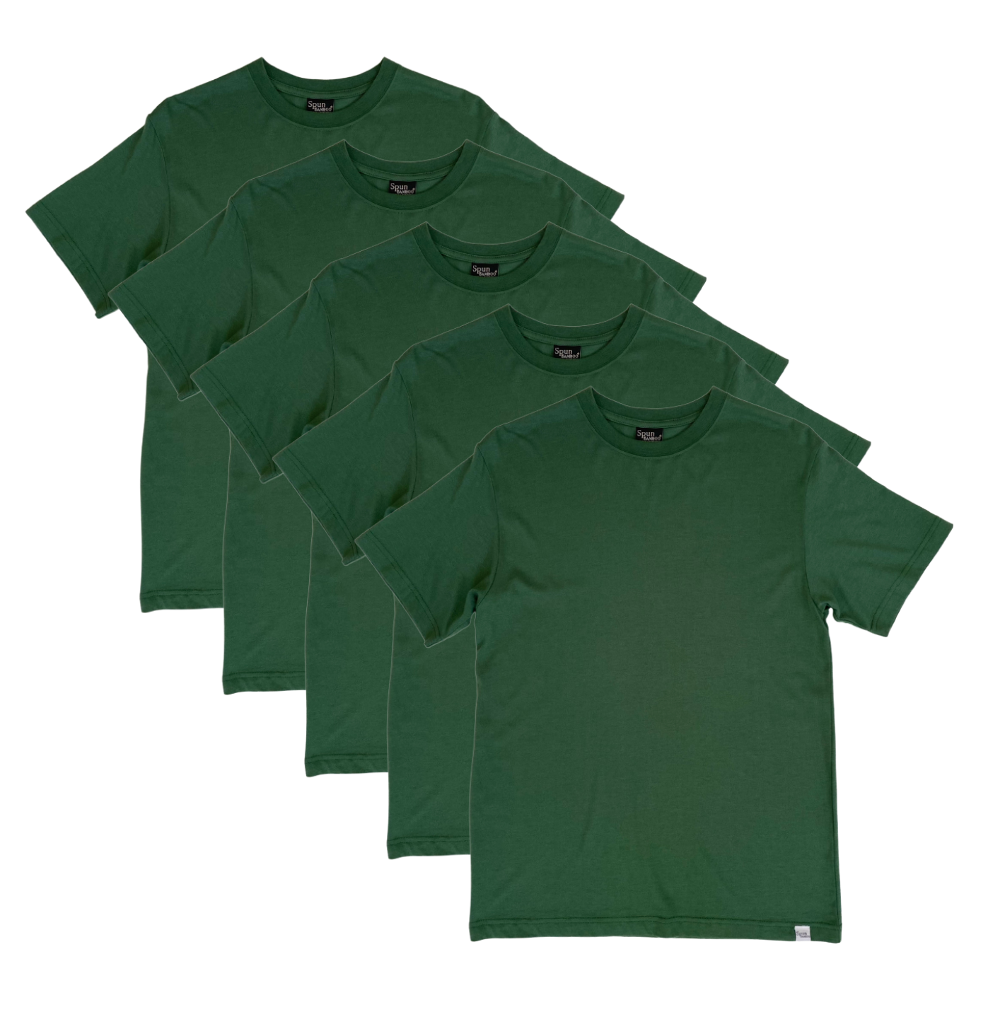 Men's Bamboo Viscose/Organic Cotton Short Sleeve T-Shirt Pine Green Color - 5-Pack - The7Letter