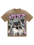 T-shirt Tokyo vieilli – Délavé marron