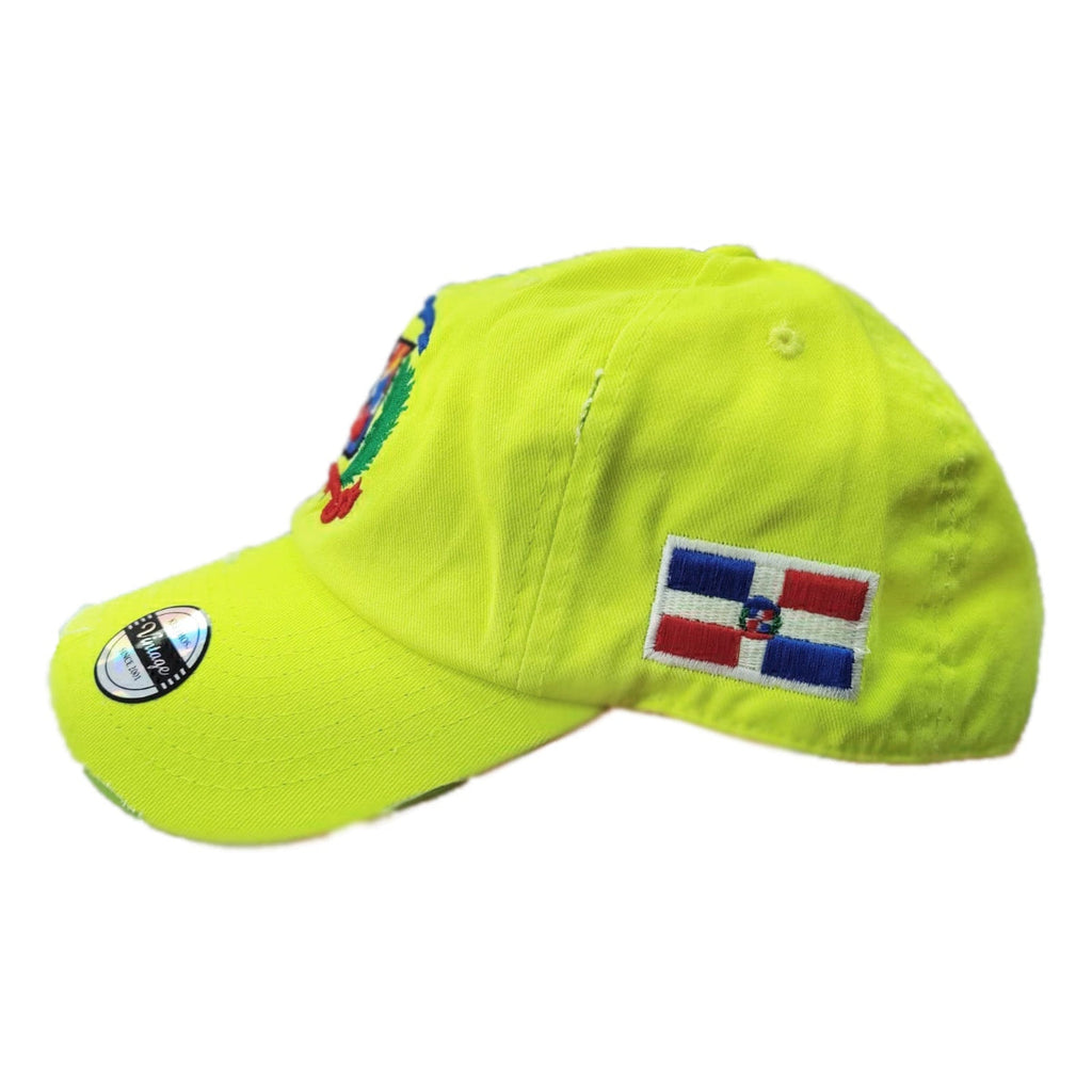 Vintage Verstellbare Dominikanische Schild Neon-Limette Kappe