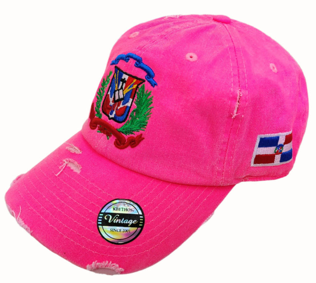 Casquettes roses fluo "Bouclier dominicain" ajustables vintage