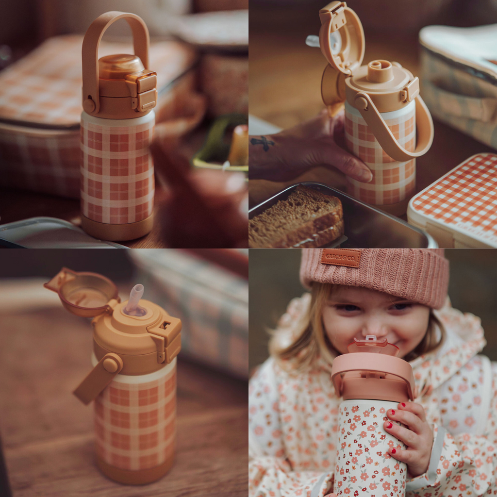 Sip + Chug 2 in 1 Thermo Water Bottle 12 oz. | Buckwheat Plaid - The7Letter