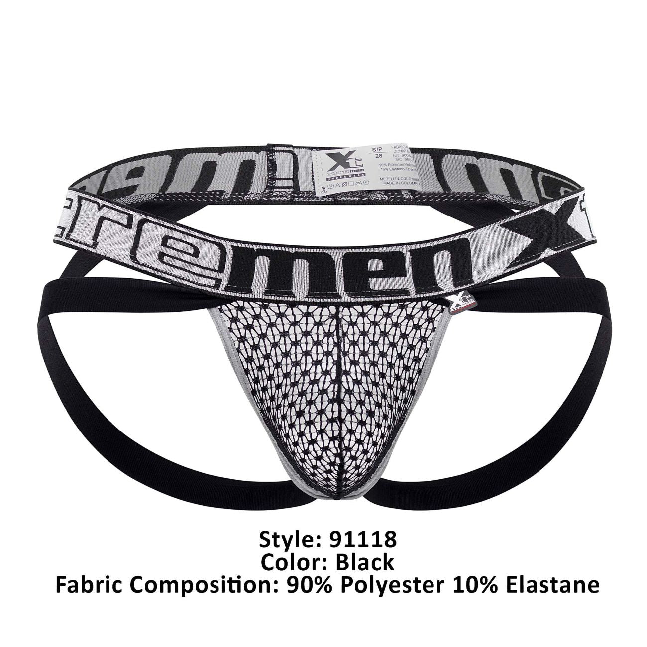 Jockstrap en dentelle Xtremen 91118, couleur noir