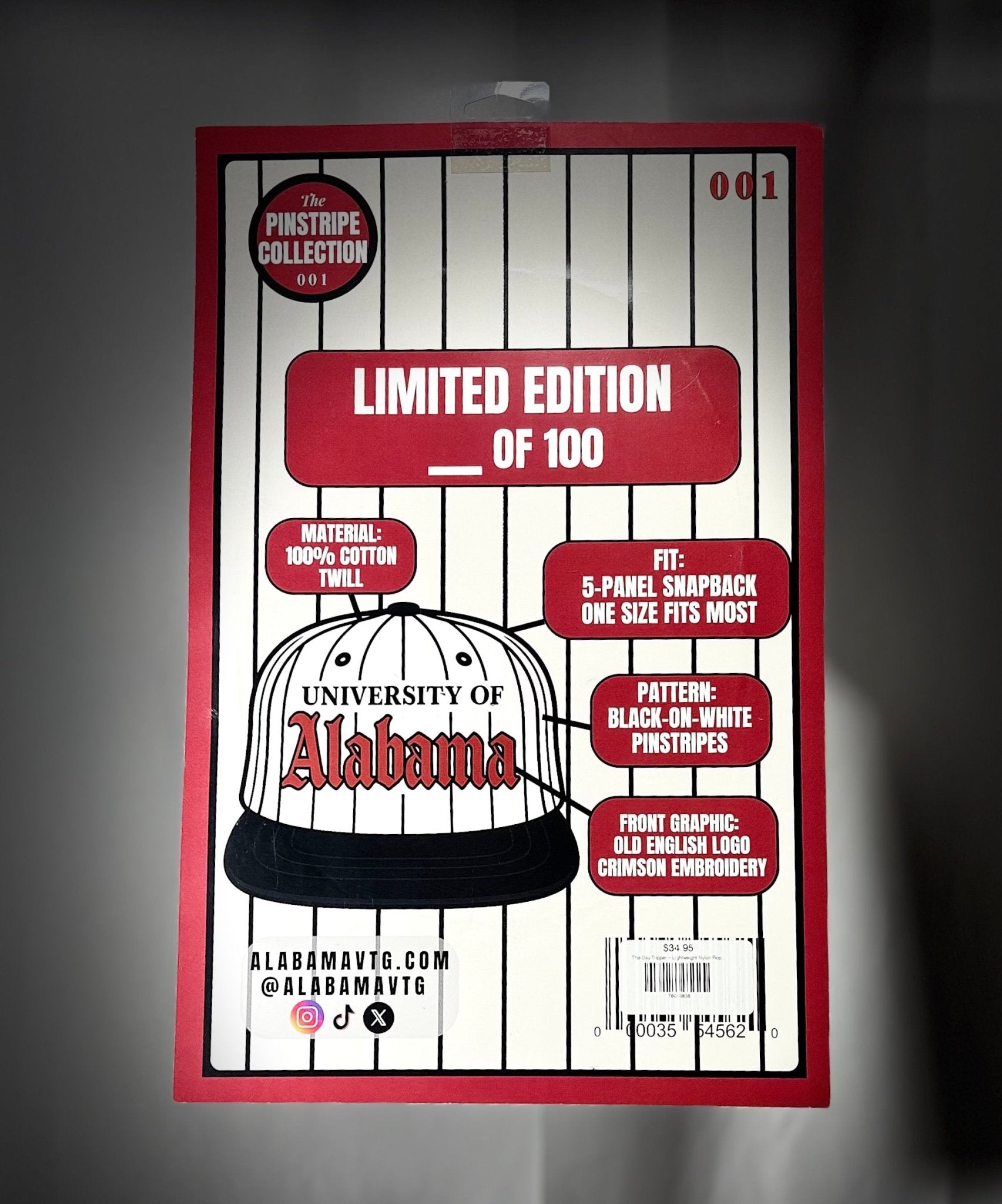 Casquette Snapback Alabama Old English - Collection Pinstripe (Vol. 1)
