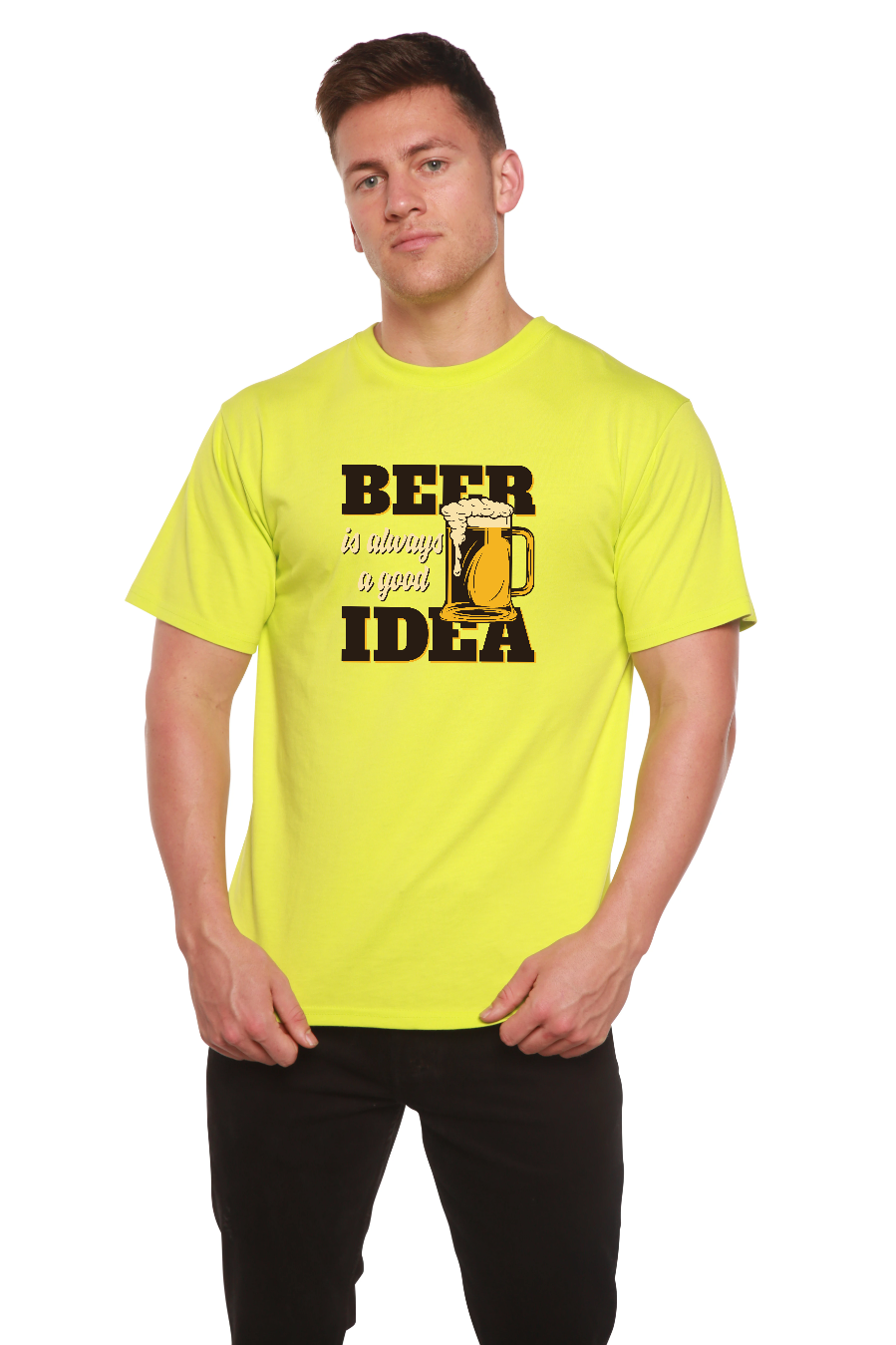 Beer Idea Men's Bamboo Viscose/Organic Cotton Short Sleeve Graphic T-Shirt - The7Letter