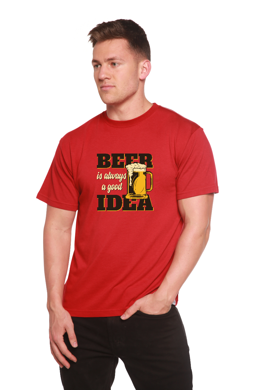 Beer Idea Men's Bamboo Viscose/Organic Cotton Short Sleeve Graphic T-Shirt - The7Letter