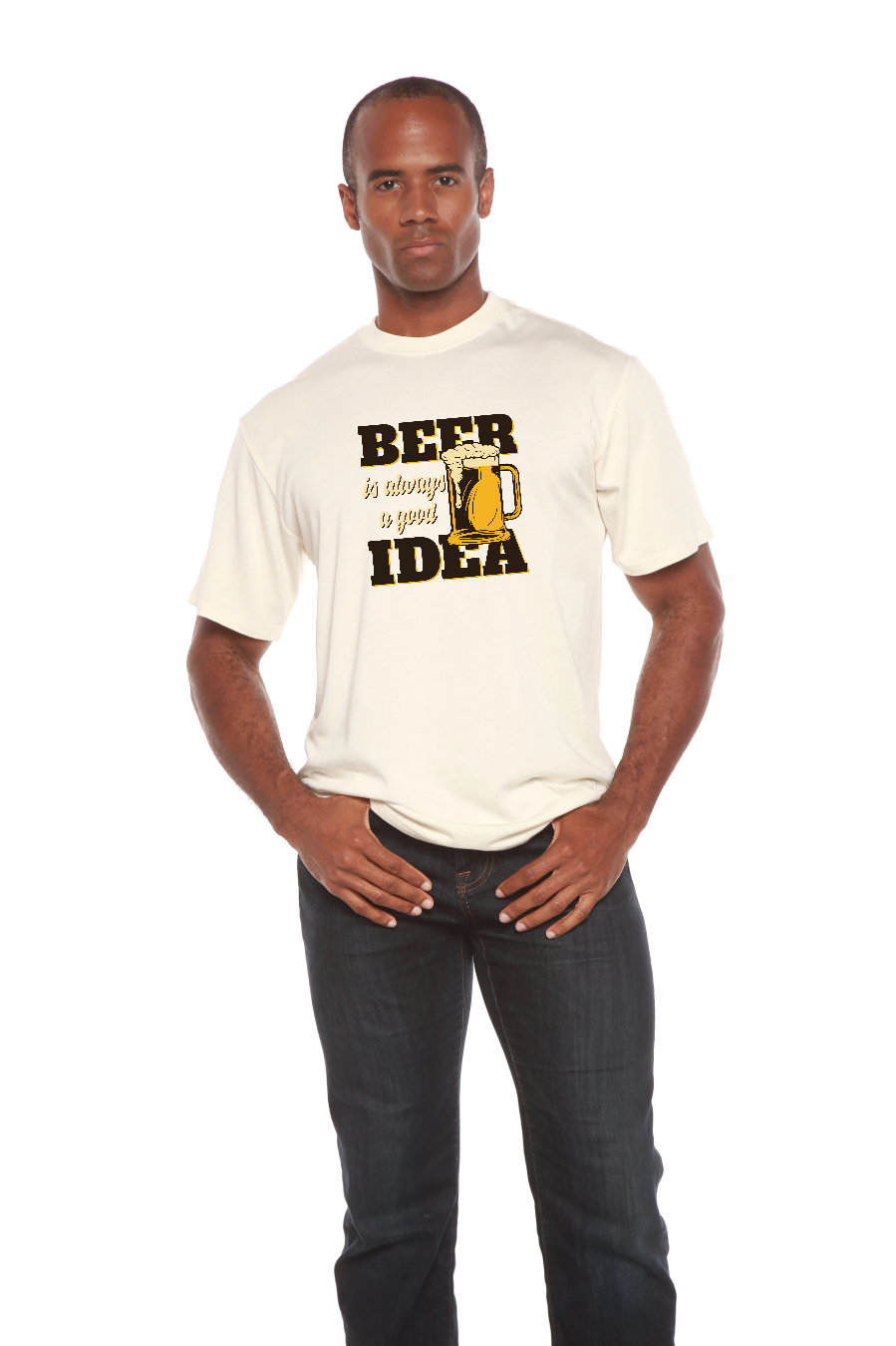 Beer Idea Men's Bamboo Viscose/Organic Cotton Short Sleeve Graphic T-Shirt - The7Letter