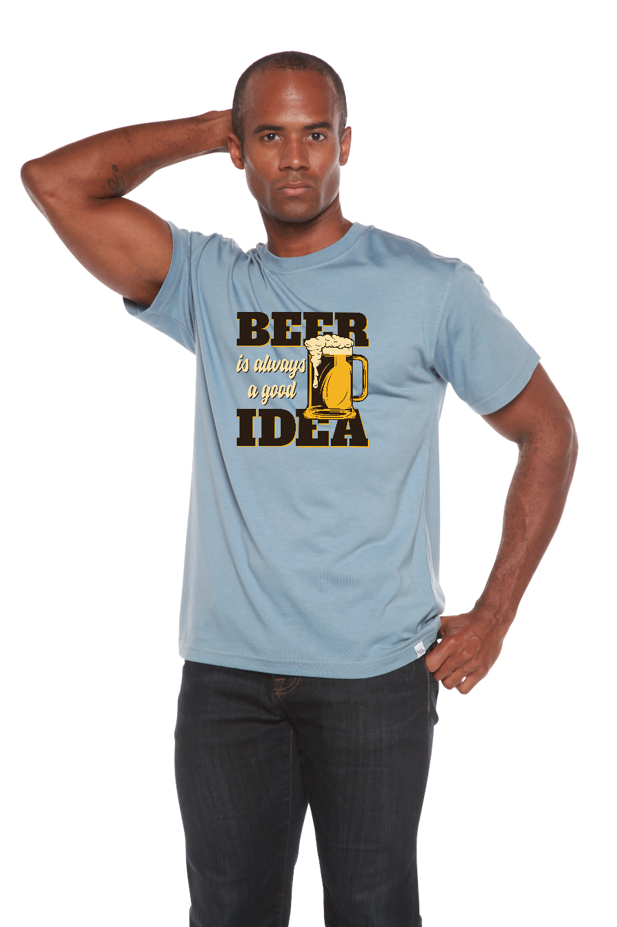 Beer Idea Men's Bamboo Viscose/Organic Cotton Short Sleeve Graphic T-Shirt - The7Letter