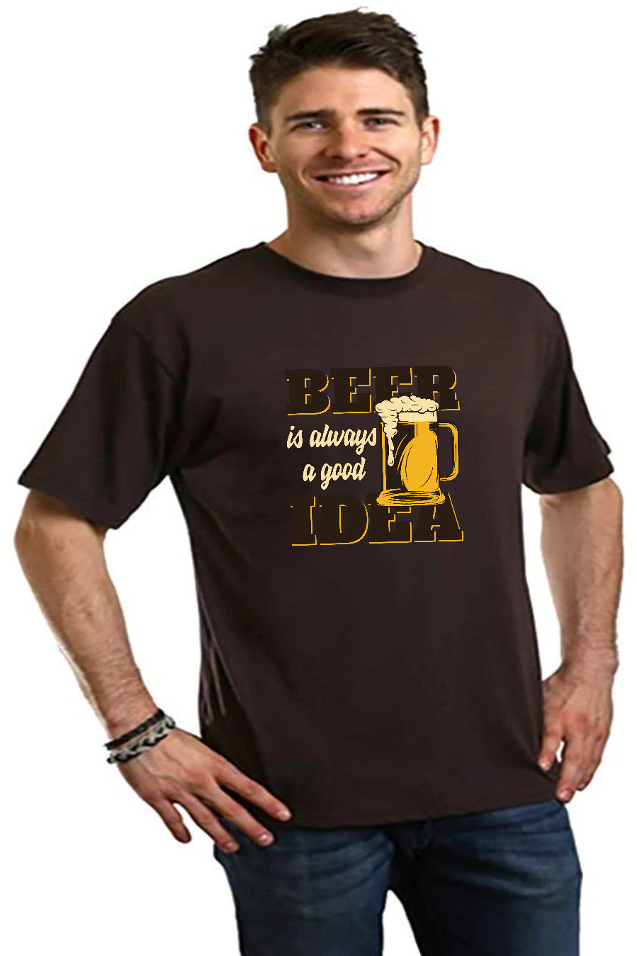 Beer Idea Men's Bamboo Viscose/Organic Cotton Short Sleeve Graphic T-Shirt - The7Letter