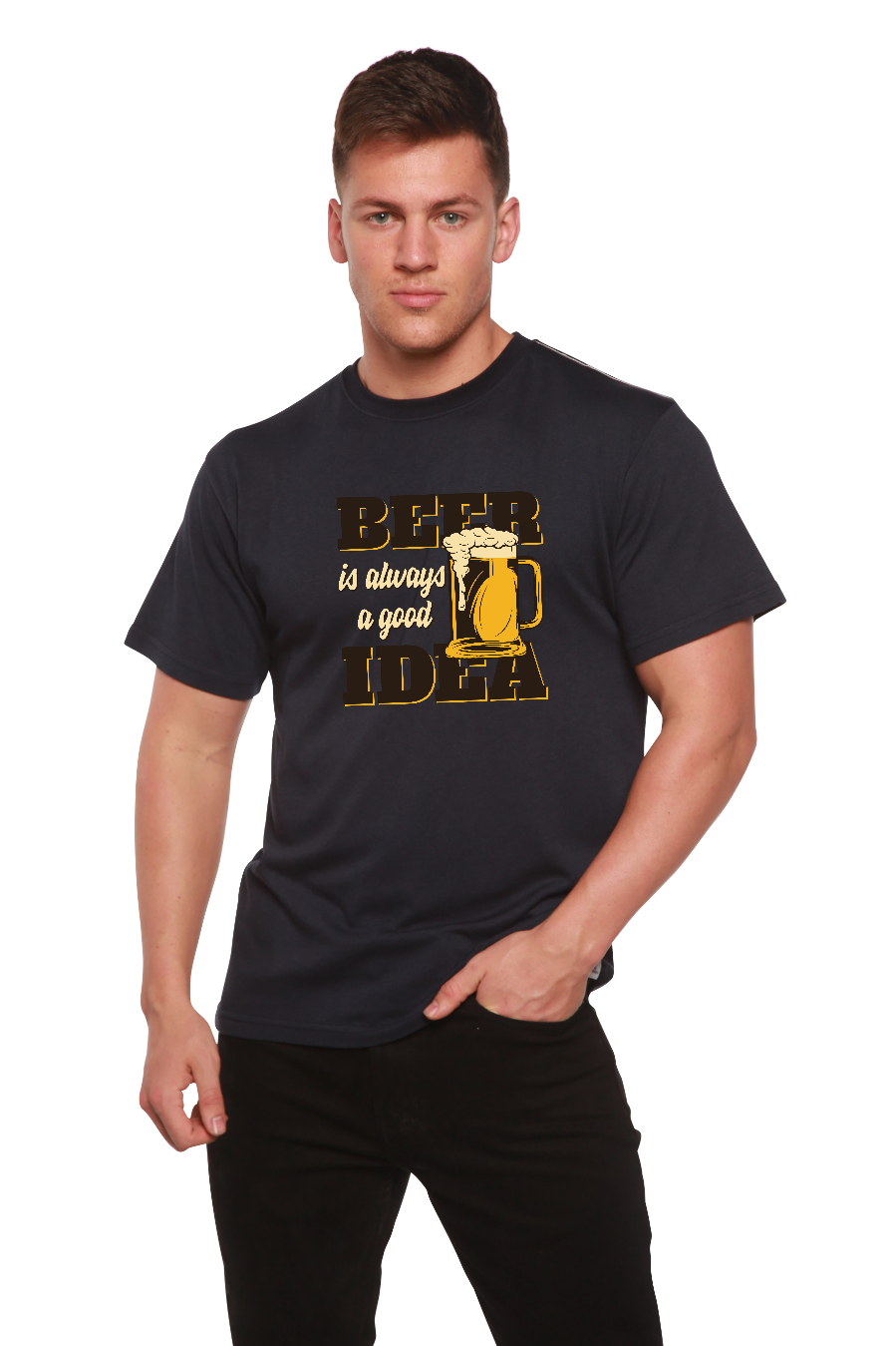 Beer Idea Men's Bamboo Viscose/Organic Cotton Short Sleeve Graphic T-Shirt - The7Letter