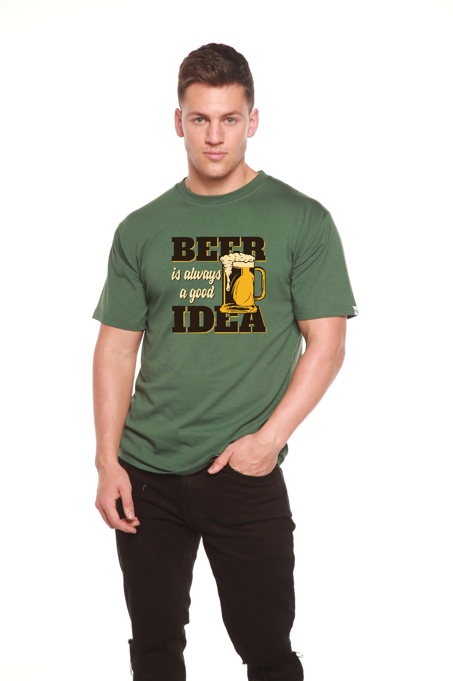 Beer Idea Men's Bamboo Viscose/Organic Cotton Short Sleeve Graphic T-Shirt - The7Letter