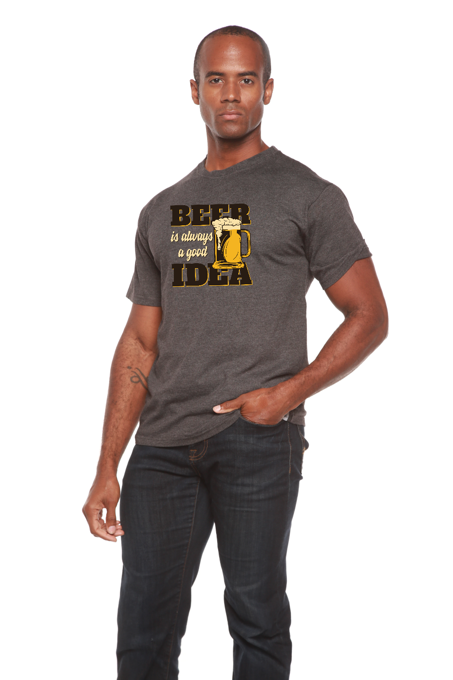 Beer Idea Men's Bamboo Viscose/Organic Cotton Short Sleeve Graphic T-Shirt - The7Letter