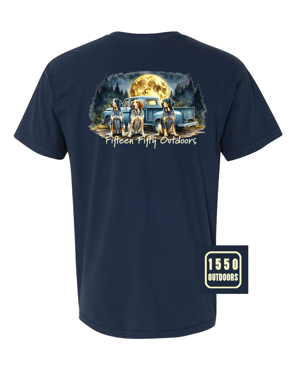 Blaues Tick Moon Taschen-T-Shirt