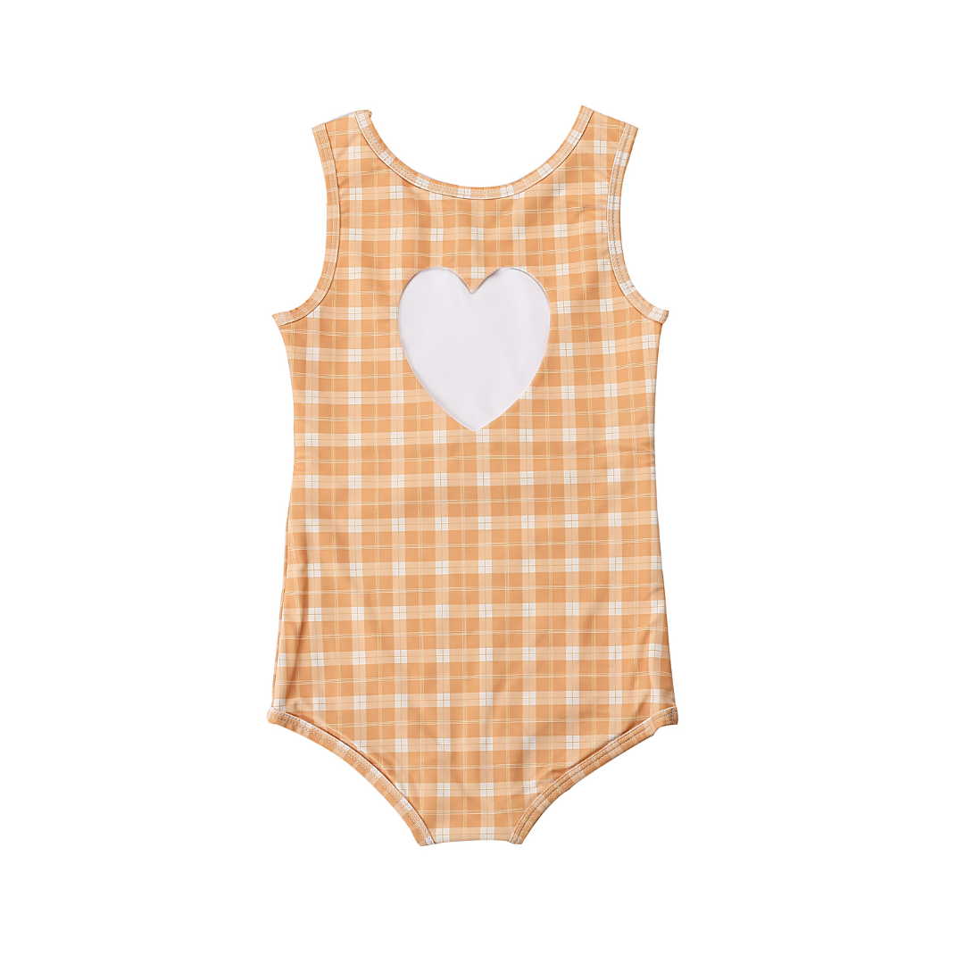 Sweetheart 1 Piece Swimsuit | UPF + Recycled - Buckwheat Plaid - The7Letter