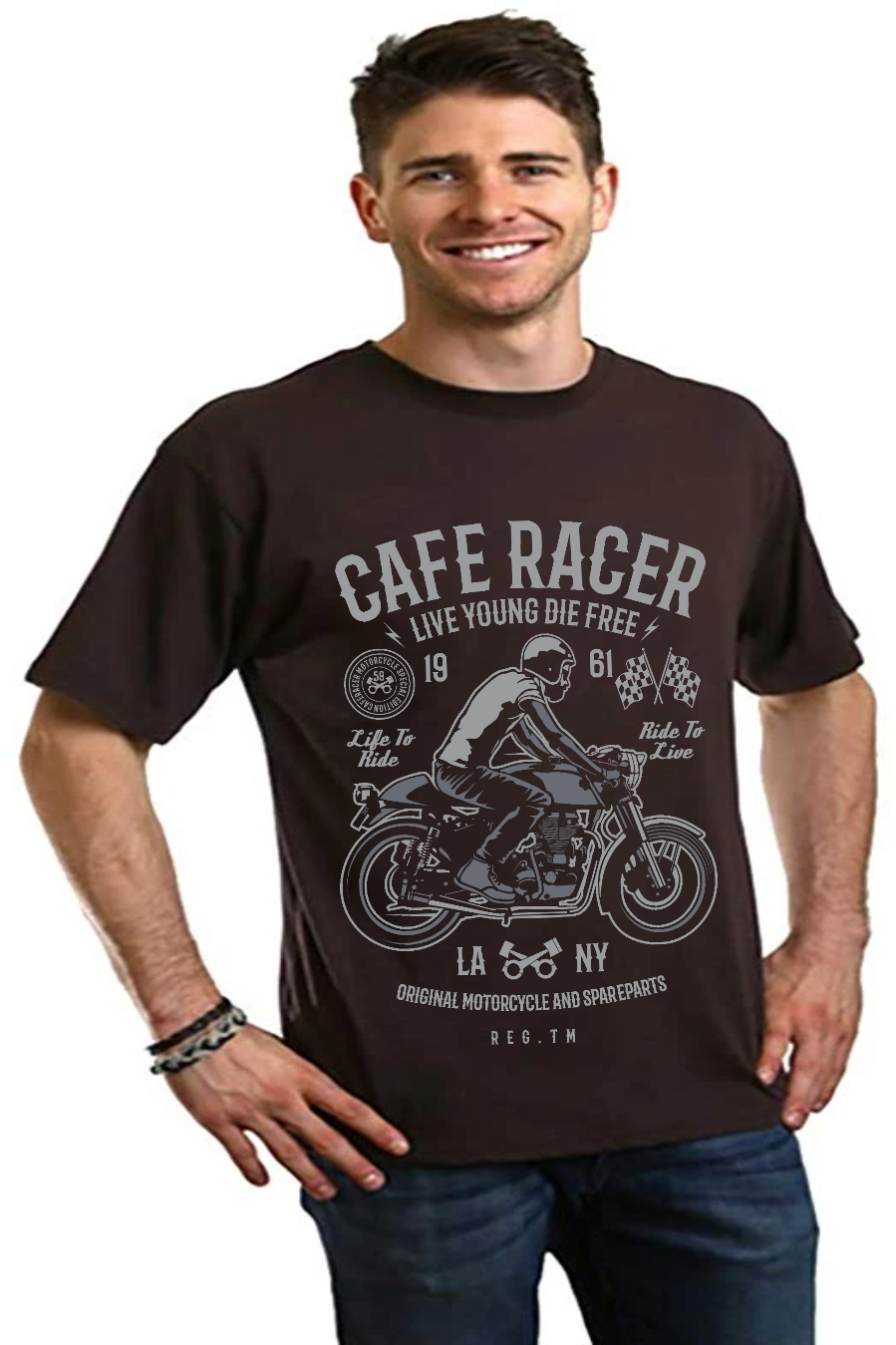 Cafe Racer Men's Bamboo Viscose/Organic Cotton Short Sleeve Graphic T-Shirt - The7Letter