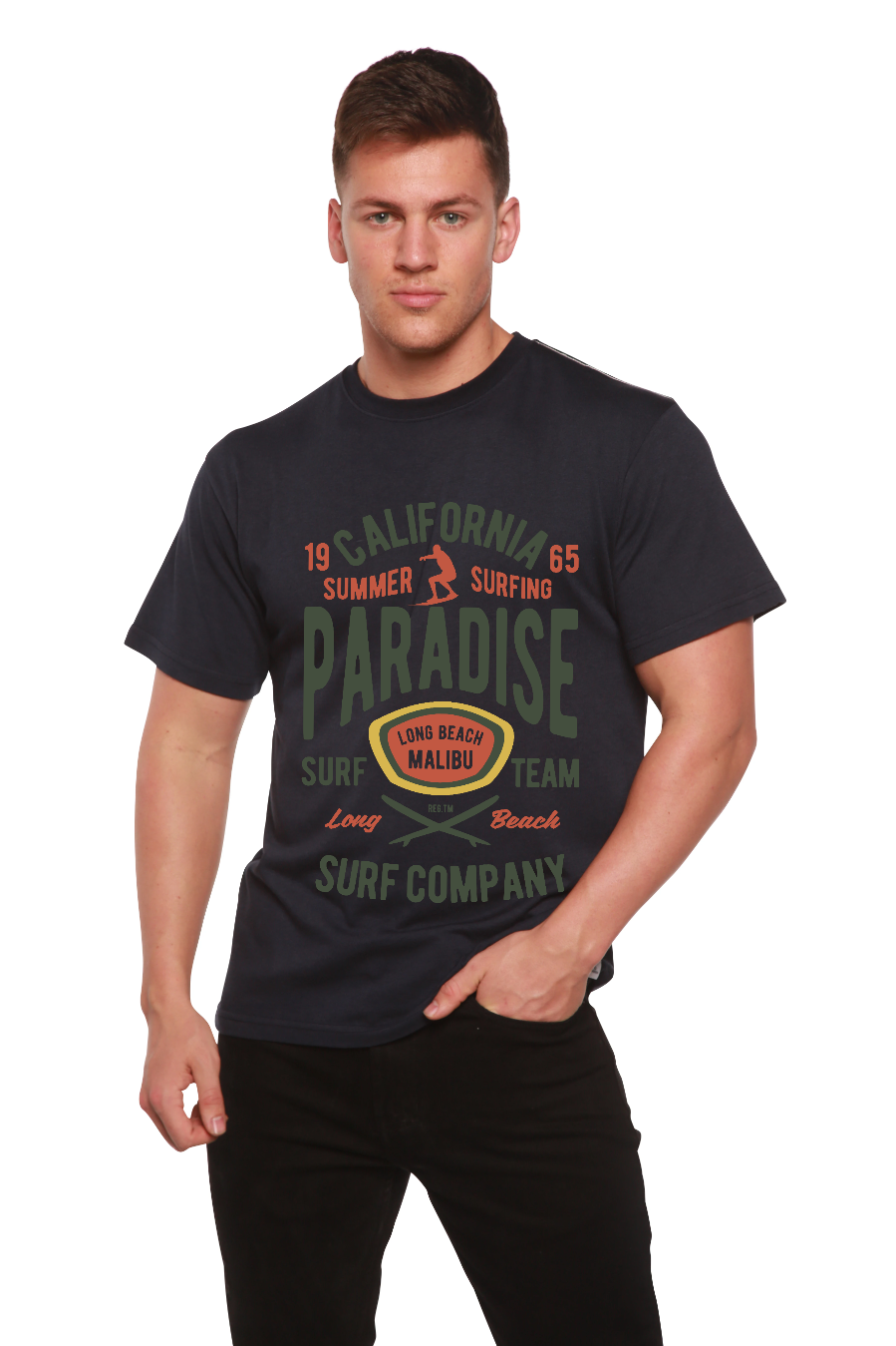 California Summer Surfing Men's Bamboo Viscose/Organic Cotton Short Sleeve Graphic T-Shirt - The7Letter