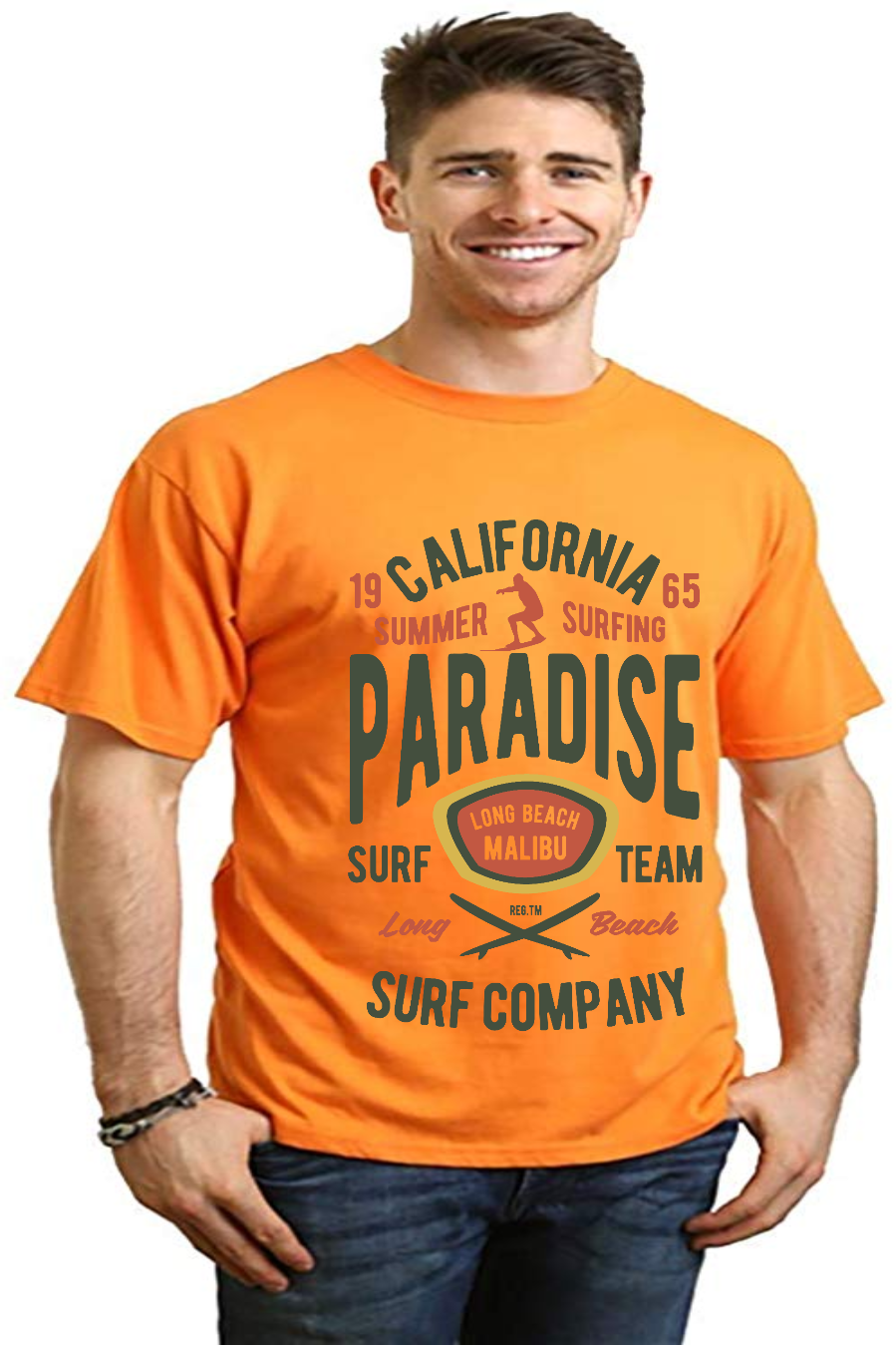 California Summer Surfing Men's Bamboo Viscose/Organic Cotton Short Sleeve Graphic T-Shirt - The7Letter