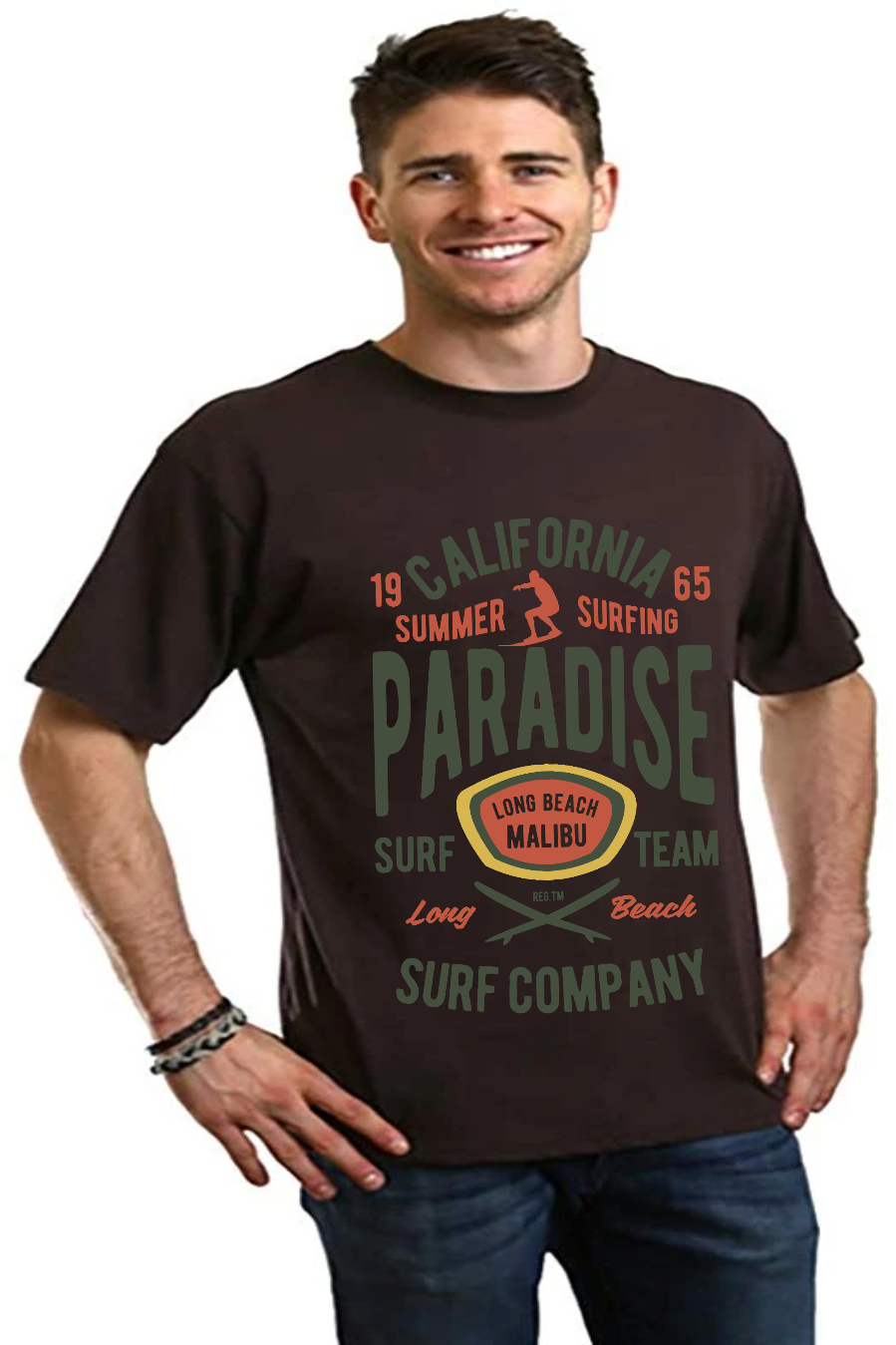 California Summer Surfing Men's Bamboo Viscose/Organic Cotton Short Sleeve Graphic T-Shirt - The7Letter