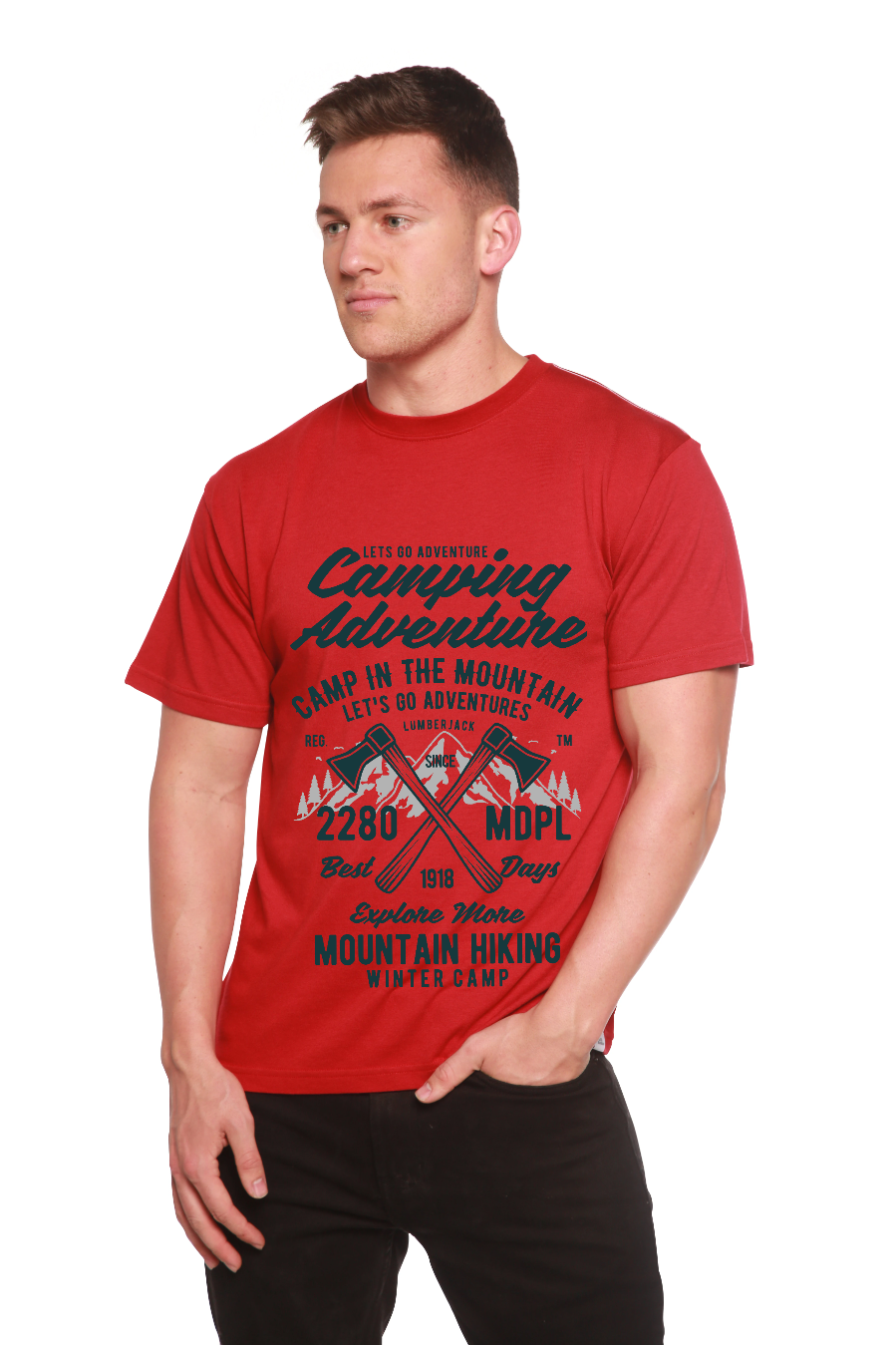 Camping Adventure Men's Bamboo Viscose/Organic Cotton Short Sleeve Graphic T-Shirt - The7Letter