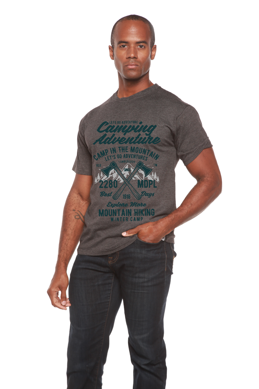 Camping Adventure Men's Bamboo Viscose/Organic Cotton Short Sleeve Graphic T-Shirt - The7Letter