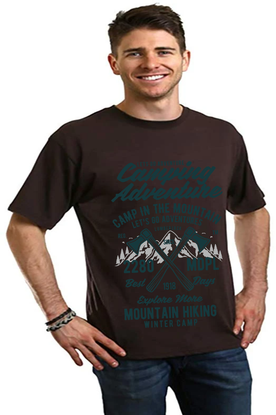 Camping Adventure Men's Bamboo Viscose/Organic Cotton Short Sleeve Graphic T-Shirt - The7Letter