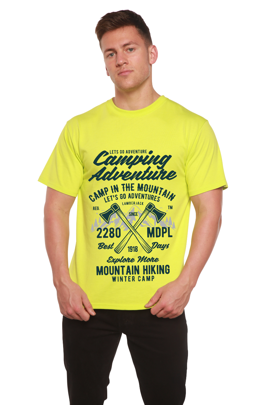 Camping Adventure Men's Bamboo Viscose/Organic Cotton Short Sleeve Graphic T-Shirt - The7Letter