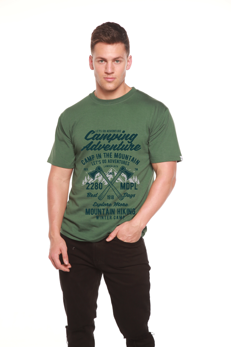 Camping Adventure Men's Bamboo Viscose/Organic Cotton Short Sleeve Graphic T-Shirt - The7Letter