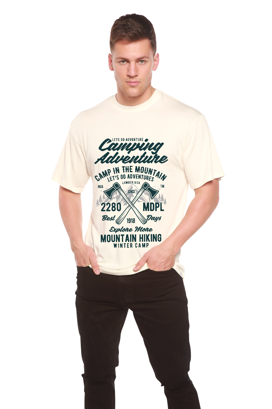 Camping Adventure Men's Bamboo Viscose/Organic Cotton Short Sleeve Graphic T-Shirt - The7Letter