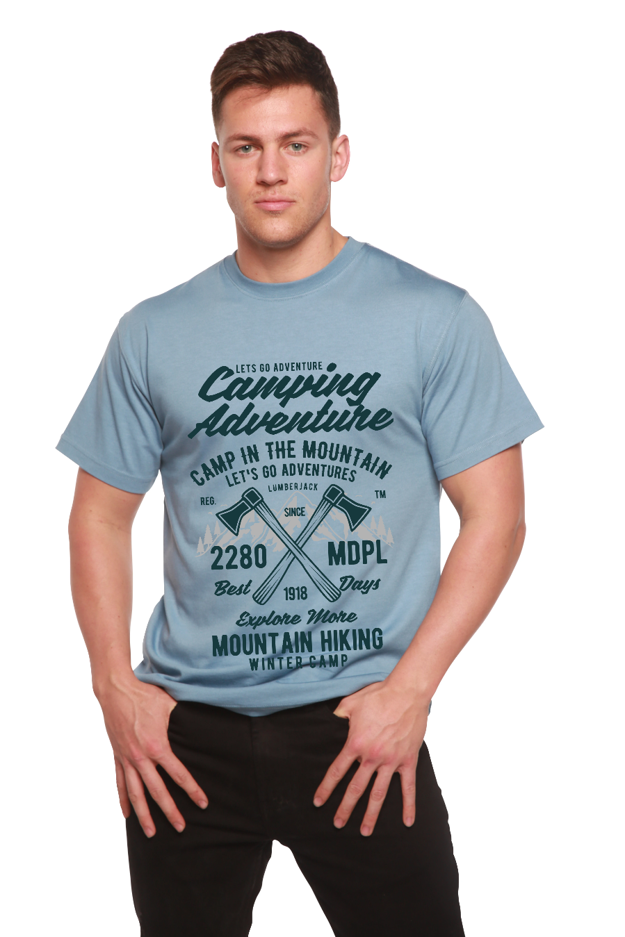 Camping Adventure Men's Bamboo Viscose/Organic Cotton Short Sleeve Graphic T-Shirt - The7Letter