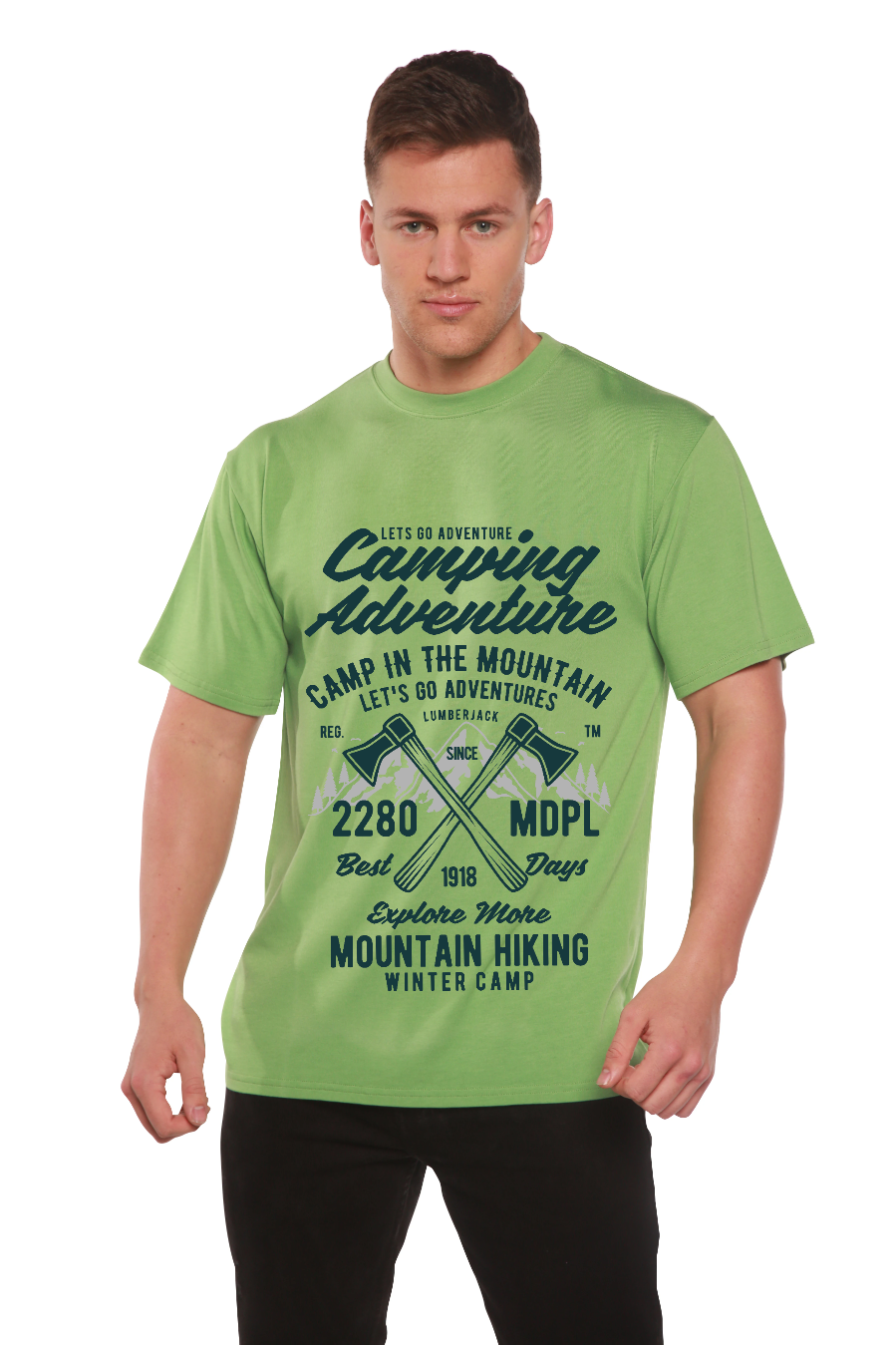 Camping Adventure Men's Bamboo Viscose/Organic Cotton Short Sleeve Graphic T-Shirt - The7Letter