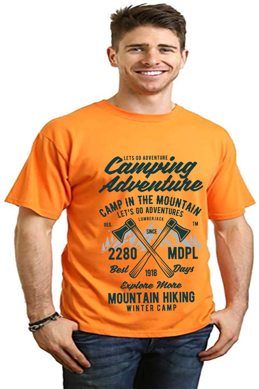Camping Adventure Men's Bamboo Viscose/Organic Cotton Short Sleeve Graphic T-Shirt - The7Letter
