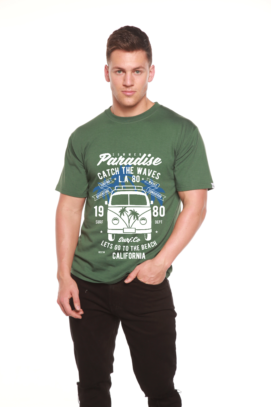 Catch The Waves Men's Bamboo Viscose/Organic Cotton Short Sleeve Graphic T-Shirt - The7Letter