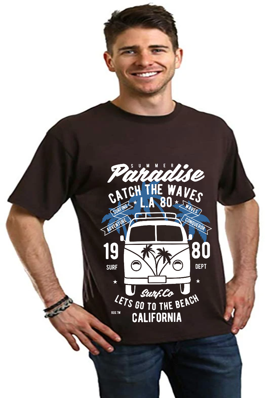 Catch The Waves Men's Bamboo Viscose/Organic Cotton Short Sleeve Graphic T-Shirt - The7Letter